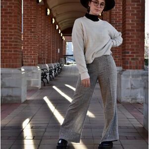 New York & Company Women’s Size 8 Tan Woven Flare Wide-Leg Pants Excellent